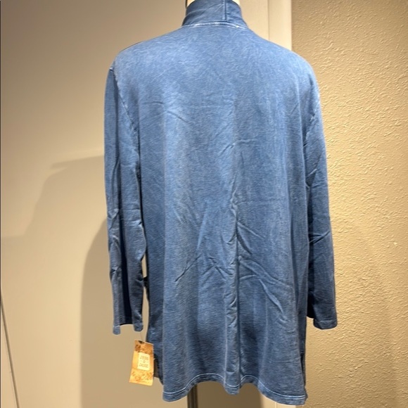 Blue Boxy 3/4 Sleeve  cardigan with Cuffed Neckline Jess and jane - Picture 5 of 16